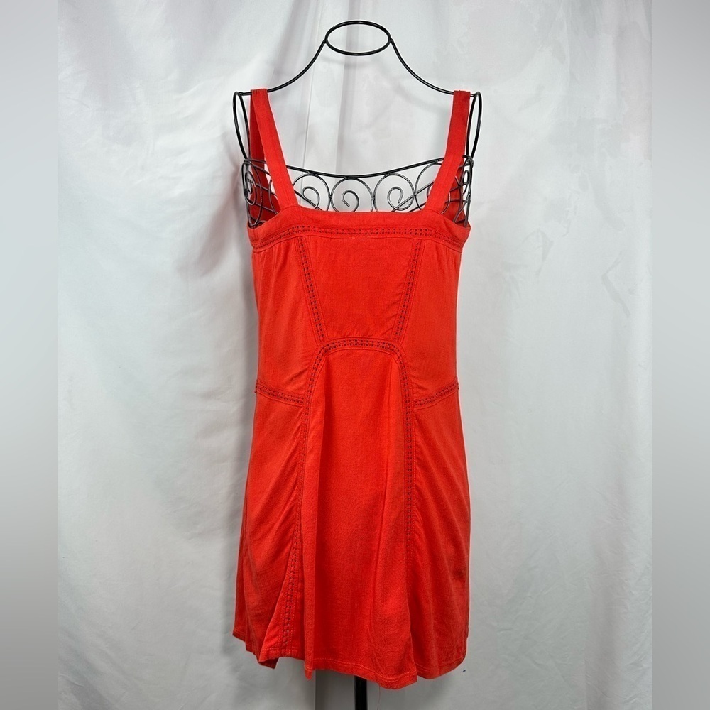 Free people red orange crochet detail mini dress size S - Picture 4 of 6
